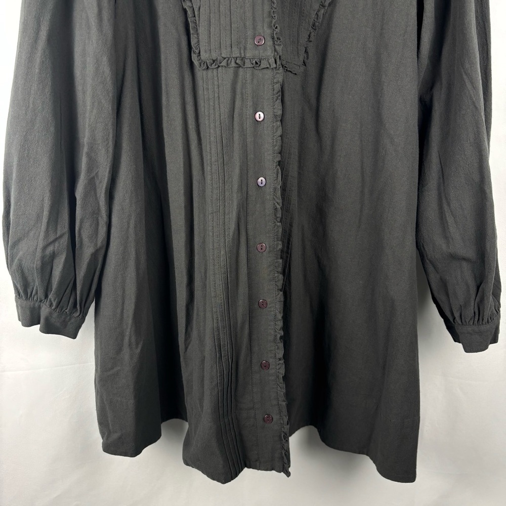 NWT Free People Women’s Charcoal Gray Long Sleeve Dress, Oversized Boho, Large - Picture 7 of 15